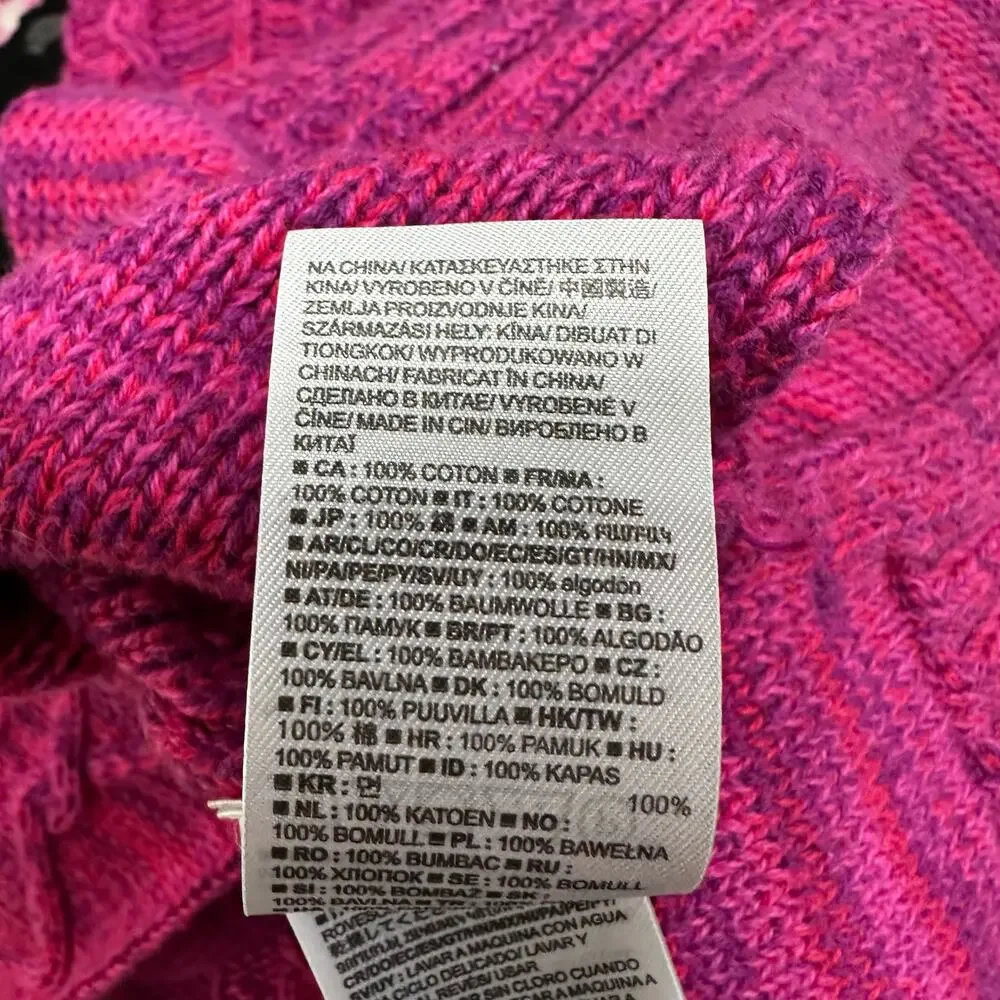 Gap Sweater Women XL Cable Knit‎ Crewneck Heavy Fisherman Pink Purple Preppy